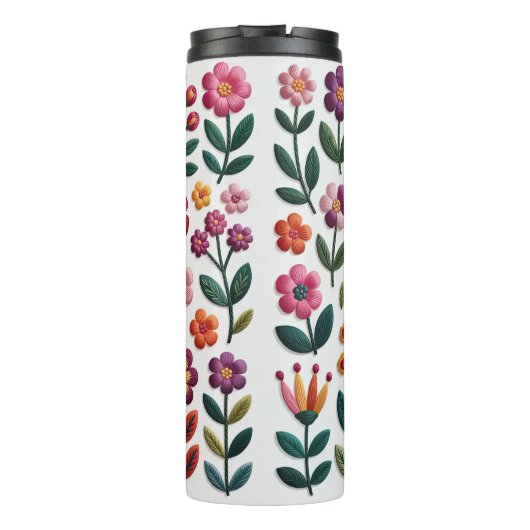 Ein Muster farbenfroher Blume Thermosbecher (Rückseite)