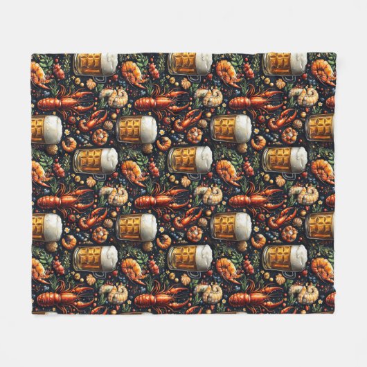 Ein Muster für Bier- und Meeresfrüchtefreunde. Fleecedecke (Vorderseite (Horizontal))