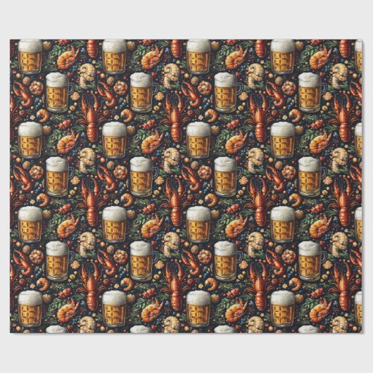 Ein Muster für Bier- und Meeresfrüchtefreunde. Geschenkpapier (Flach)