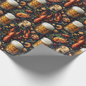 Ein Muster für Bier- und Meeresfrüchtefreunde. Geschenkpapier (Ecke)