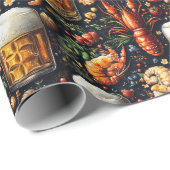 Ein Muster für Bier- und Meeresfrüchtefreunde. Geschenkpapier (Rolleneckpunkt)