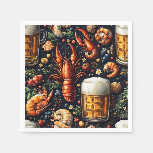 Ein Muster für Bier- und Meeresfrüchtefreunde. Serviette (Vorderseite)