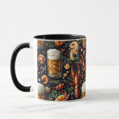 Ein Muster für Bier- und Meeresfrüchtefreunde. Tasse (Links)