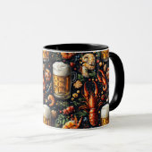 Ein Muster für Bier- und Meeresfrüchtefreunde. Tasse (VorderseiteRechts)