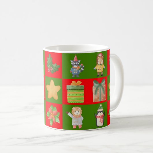 Ein Muster mit Weihnachtszeichnungen Kaffeetasse (VorderseiteRechts)