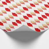 ein Muster roter Lippen . rötliche Mund Geschenkpapier (Ecke)