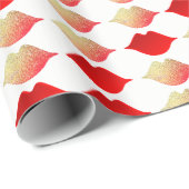ein Muster roter Lippen . rötliche Mund Geschenkpapier (Rolleneckpunkt)