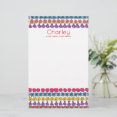 Ein Muster von Obst und Blume personalisiert Briefpapier (Stehend Vorderseite)