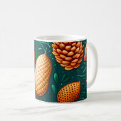 Ein Muster von Pinecones und Acorns Kaffeetasse (VorderseiteRechts)