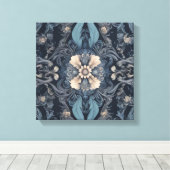 ein Muster von Vintagen Blume und Blätter Leinwanddruck (Insitu (Holzboden))