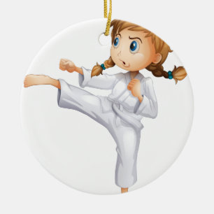 Ein mutiges Mädchen, das Karate macht Keramikornament