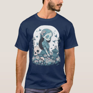 Ein mysteriöses Mädchen und Totenköpfe Mittwoch Ve T-Shirt