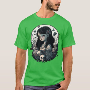 Ein mysteriöses Mädchen und Totenköpfe Mittwoch Ve T-Shirt
