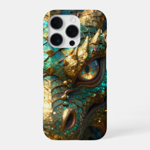 Ein mystischer Drache in Türkis und Gold iPhone 16 Pro Hülle