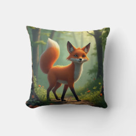 Ein mystischer Fuchs, der durch den Wald wandert Kissen