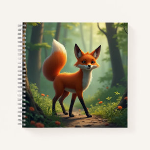 Ein mystischer Fuchs, der durch den Wald wandert Notizblock