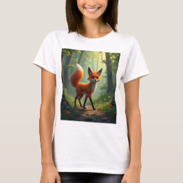 Ein mystischer Fuchs, der durch den Wald wandert T-Shirt
