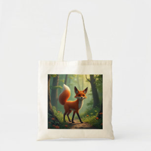 Ein mystischer Fuchs, der durch den Wald wandert Tragetasche
