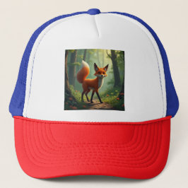 Ein mystischer Fuchs, der durch den Wald wandert Truckerkappe
