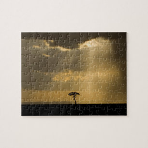 Ein mystischer Sonnenuntergang bei der Rückkehr i Puzzle