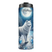 Ein mystischer Wolf im Kristallwald Thermosbecher (Vorderseite)