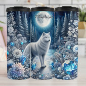 Ein mystischer Wolf im Kristallwald Thermosbecher