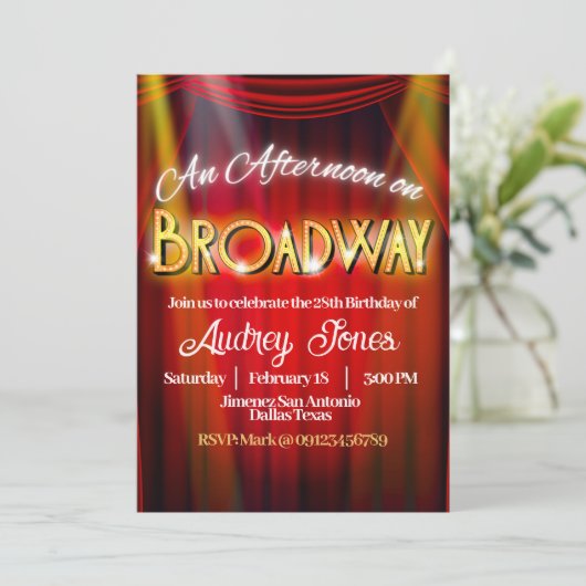 Ein Nachmittag am Broadway Einladung (Stehend Vorderseite)