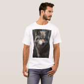 Ein naher T - Shirt eines grauen Wolfs (Vorne ganz)