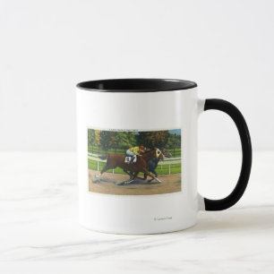Ein nahes Ende an der Rennen-Bahn, Pferde Tasse