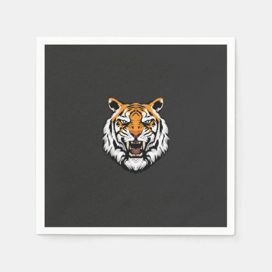 ein nahes, schwarzes Tigergesicht Serviette (Vorderseite)