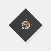 ein nahes, schwarzes Tigergesicht Serviette (Ecke)