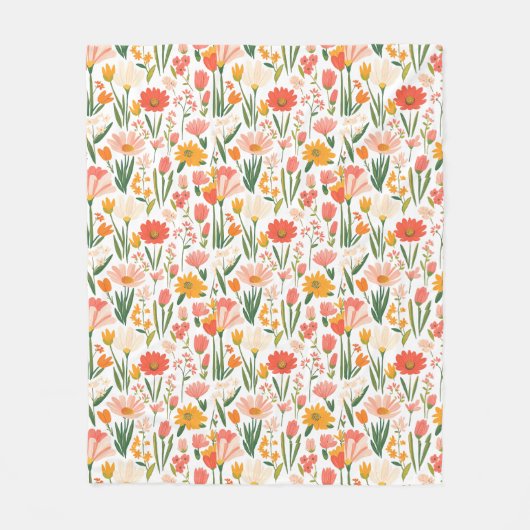Ein nahtloses Muster aus Frühlingsblumen Fleecedecke (Vorderseite)