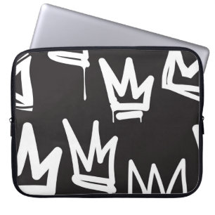 ein nahtloses Muster. Fashion Black and White Gra Laptopschutzhülle