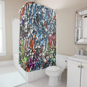 ein nahtloses Muster. Graffiti background.art,pat Duschvorhang (Beispiel)