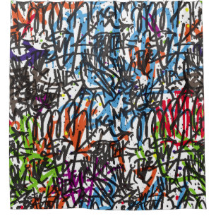 ein nahtloses Muster. Graffiti background.art,pat Duschvorhang