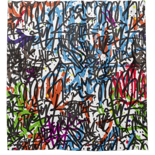 ein nahtloses Muster. Graffiti background.art,pat Duschvorhang (Vorderseite)