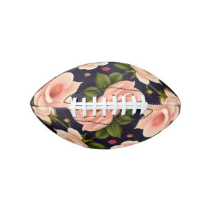 Ein nahtloses Muster mit rosa Rosen auf dunklem Hi Football