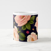 Ein nahtloses Muster mit rosa Rosen auf einem dunk Jumbo-Tasse (Vorderseite)