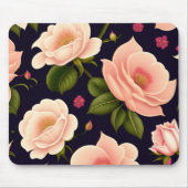 Ein nahtloses Muster mit rosa Rosen auf einem dunk Mousepad (Vorne)