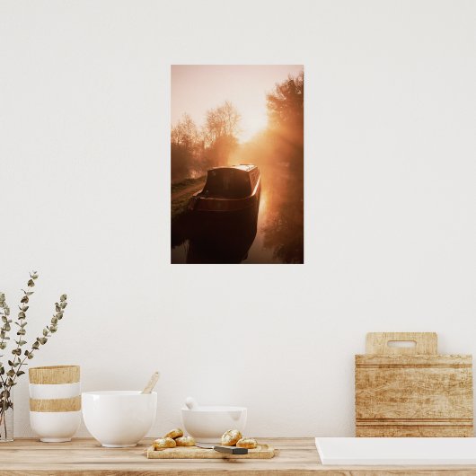 Ein Narrowboat auf dem Oxford Canal Poster. Poster (Küche)