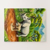 Ein Nashorn und sein Baby Puzzle (Horizontal)