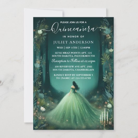 Ein Naturbaum Hexe verzauberter Wald Quinceanera Einladung (Vorderseite)