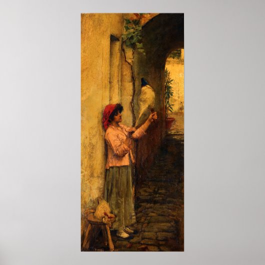 Ein neapolitanischer Flachsspinner von Waterhouse Poster (Vorne)