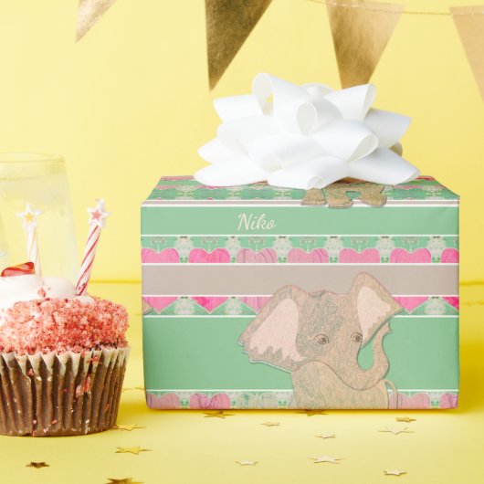Ein neuer Baby Boy! Elefant & Green Geschenkpapier (Geburtstagsparty)