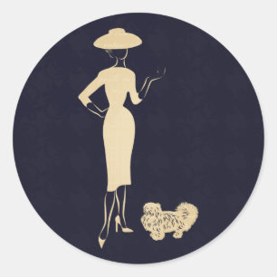 Ein neuer Look Vintage-Mode der 1950er Jahre Runder Aufkleber