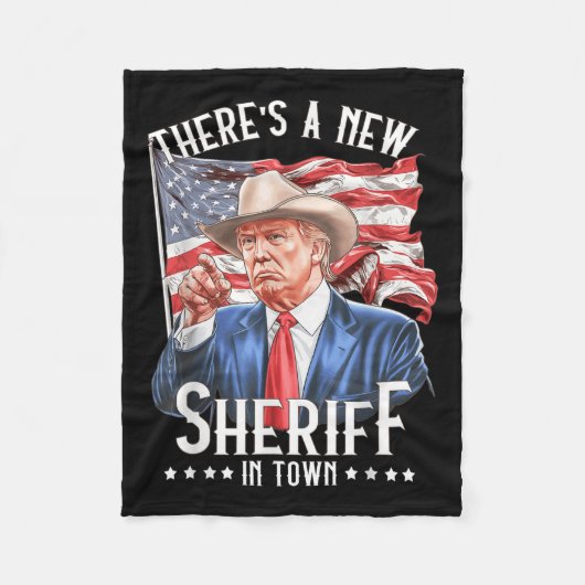 Ein neuer Sheriff in der Stadt, Cowboy Trump 2024 Fleecedecke (Vorderseite)