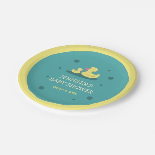 Ein neues Baby für Liebe Duck Baby Duck Dusche Pappteller (Schrägansicht)