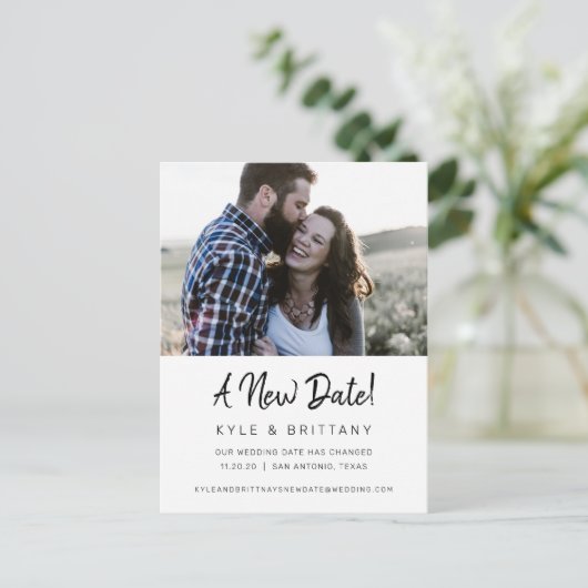 Ein neues Datum Moderne Skriptzeitaufschiebung Postkarte (Stehend Vorderseite)