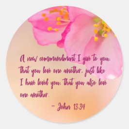 Ein neues Gebot, das ich Christlichen Blumen gebe Runder Aufkleber