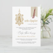 Ein neues Kapitel Baby Dusche laden ein Einladung (Stehend Vorderseite)